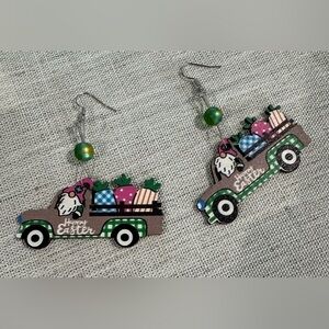 Wooden gnome Easter earrings